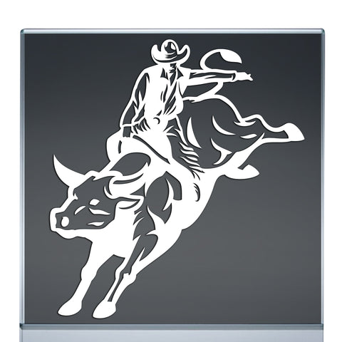 Cowboy Riding Bull Gift Sticker Decal Old West Rodeo YeeHaw Texas 