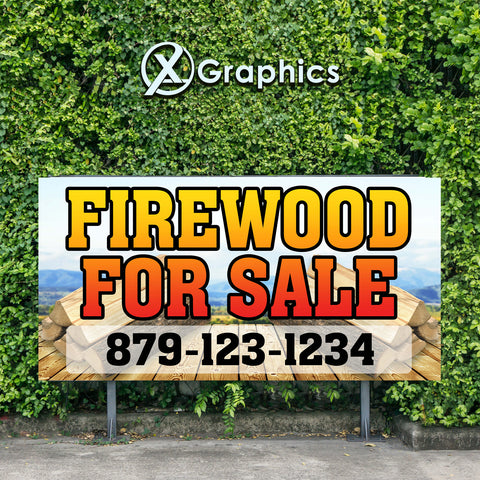 Firewood for sale lumber Banner Advertising Sales Special Custom Banner X Graphics Printing leña para fuego venta de leña