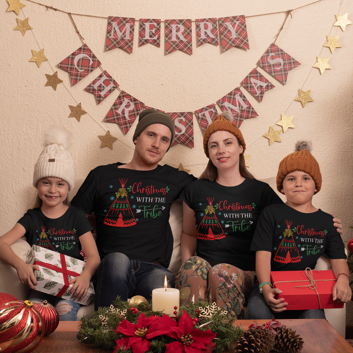 Christmas White My Tribe Family Matching Shirts | X Graphics