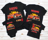 Fireman Family Shirts Firefighter Birthday Fireman Birthday Boy Matching Custom Personalized Mom Dad Family Shirts Fire Fireman Party Fire