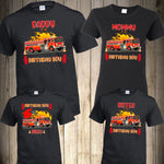 Fireman Family Shirts Firefighter Birthday Fireman Birthday Boy Matching Custom Personalized Mom Dad Family Shirts Fire Fireman Party Fire