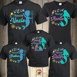 Mermaid Birthday Family Shirts Merdad Mermon Mersister Ariel Sea Matching Shirts Mermaid Party Mermaid Shirts Family Matching Merbabe