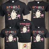 Birthday Ghoul Family Shirts Groovy Retro, mom dad brother nana, pink orange, ghost pumpkin, halloween birthday girl, Halloween Shirt
