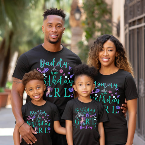 Mermaid Family Shirts Mermaid Birthday Girl Party Mer Mom Mer Dad Mer Security Birthday Mermaid Sea Matching Custom Personalized