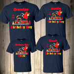 Fireman Birthday Shirt Firetruck Family Shirts Party, Custom Age & Name Family Custom Name Fireman Birthday Boy Matching