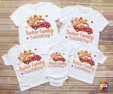 Thanksgiving Family Shirts Turkey Matching Family Custom Personalized Thanksgiving Shirts Gooble Gobble Pumpkin pie Truck Reunion Familiar