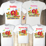 Farm Birthday T Shirt Family matching celebration Reunion party Outfit tee Mom Dad kid Animals Pigs, Cow, Bird, Chicken, Dog Western Animals