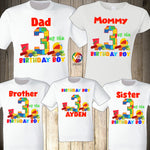 Building Block Birthday Shirt Family Birthday Boy Personalized Building Block Construction Brick Birthday Shirt Custom Personalized