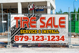 Tire Sale Install Service Rims Wheels Car Trucks SUV Banner Advertising Sales Special Custom Banner X Graphics Printing Plugs Repair Patch Alignment