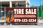 Tire Sale Install Service Rims Wheels Car Trucks SUV Banner Advertising Sales Special Custom Banner X Graphics Printing Plugs Repair Patch Alignment