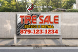 Tire Sale Install Service Rims Wheels Car Trucks SUV Banner Advertising Sales Special Custom Banner X Graphics Printing Plugs Repair Patch Alignment