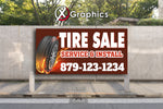 Tire Sale Install Service Rims Wheels Car Trucks SUV Banner Advertising Sales Special Custom Banner X Graphics Printing Plugs Repair Patch Alignment