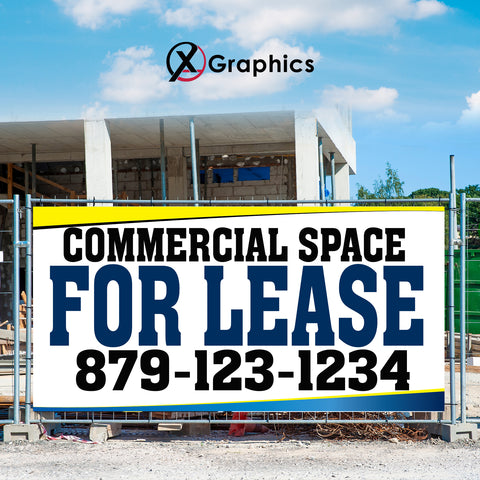 Commercial Space for Lease Banner Advertising Sales Special Custom Banner X Graphics Printing leasing advertising