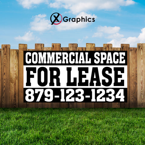 Commercial Space for Lease Banner Advertising Sales Special Custom Banner X Graphics Printing leasing advertising