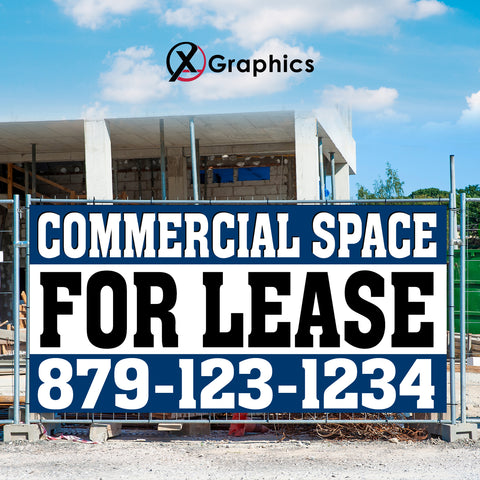 Commercial Space for Lease Banner Advertising Sales Special Custom Banner X Graphics Printing leasing advertising