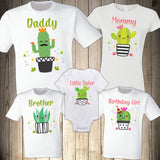 Birthday Family Shirts Matching Cactus Birthday Party Personalized Custom Family Shirts   | X Graphics Shirts