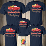 Thanksgiving Family Shirts Turkey Matching Family Custom Personalized Thanksgiving Shirts Gooble Gobble Pumpkin pie Truck Reunion Familiar
