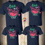 Melon Family Shirts Melon Birthday Girl Party One in a Melon Dad Mom Pink Birthday Summer Matching Custom Personalized Watermelon Cute