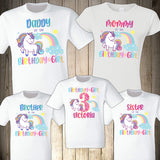 Unicorn Family Shirts Unicorn Birthday Shirt Birthday Girl Unicorn party Unicorn theme Family matching Personalized Custom Pink Unicorn Birthday Girl Family Matching Rainbow