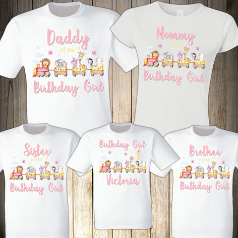 Jungle Safari Animals Family Shirts Cute Lion Birthday Girl Wild One Butterfly Tiger Elephant Matching Custom Personalized Family Party