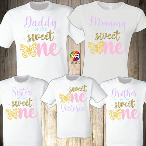 Butterflies Family Birthday One Shirts Butterflies Shirt Butterfly Birthday Shirt Baby Matching Birthday Shirts Butterfly Party Sweet ONE