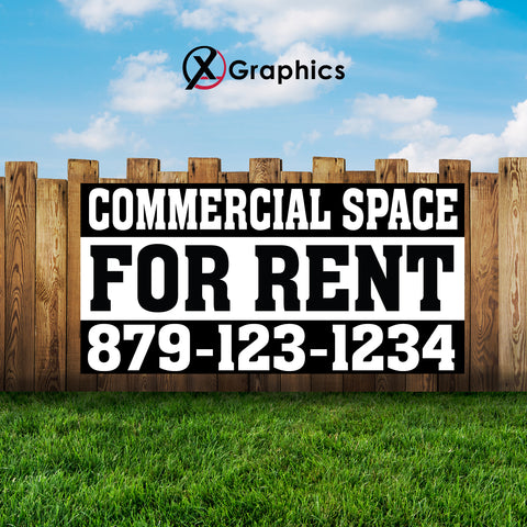 Commercial Space for Rent Banner Advertising Sales Special Custom Banner X Graphics Printing renting advertising