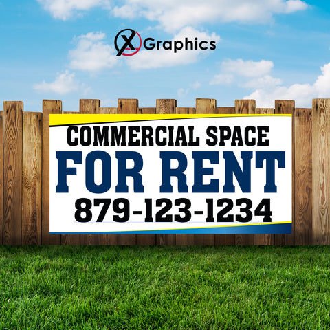 Commercial Space for Rent Banner Advertising Sales Special Custom Banner X Graphics Printing renting advertising